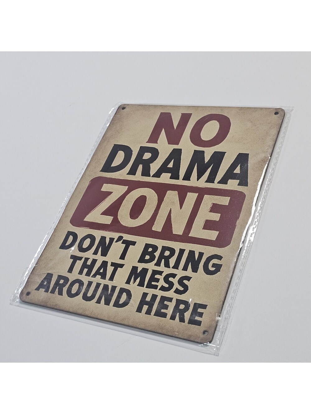 No Drama Zone metal wall sign 20cm x 15cm
